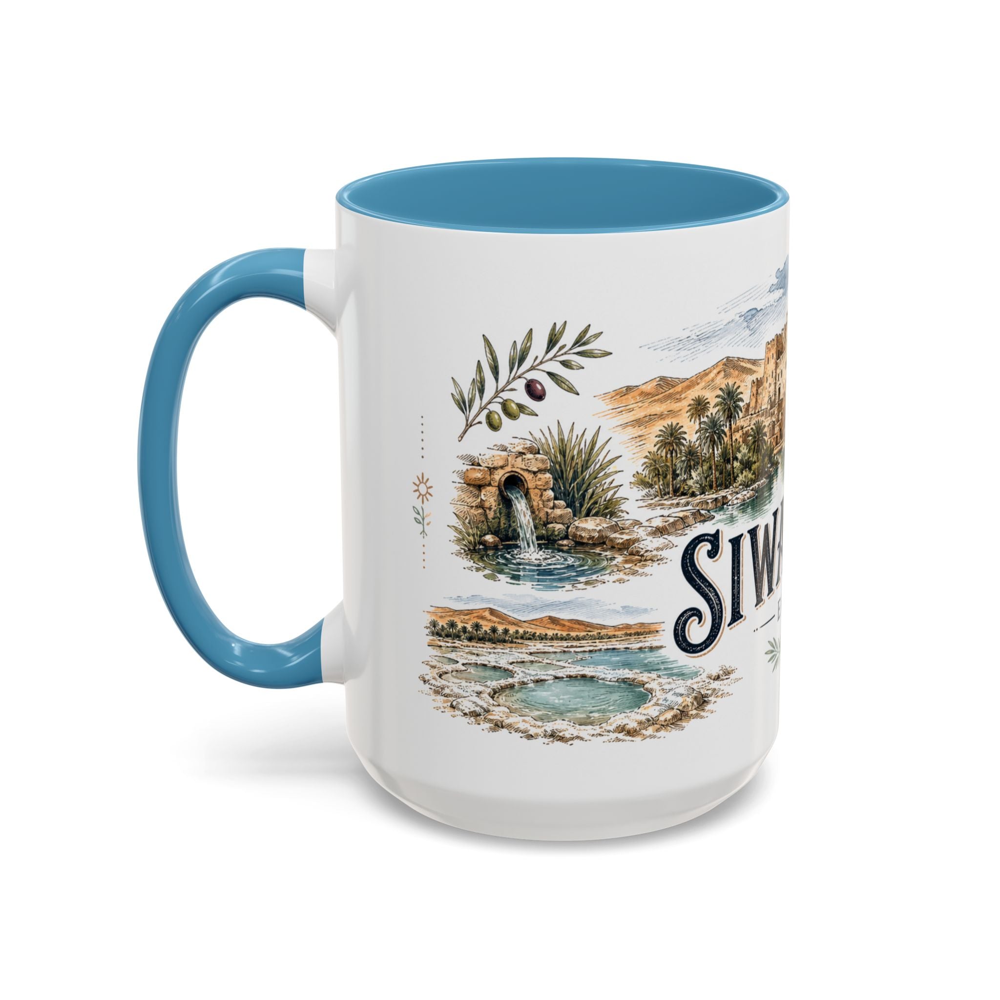 Siwa Oasis Mug, Egypt Travel Souvenir, Bucket List Gift, Accent Ceramic Coffee Mug 11oz 15oz