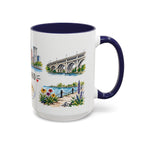 Cleveland Illustrated Travel Mug | City Souvenir Accent Coffee Mug | 11oz 15oz Ceramic Cup