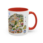 Positano Illustrated Travel Mug | Italy Souvenir Accent Coffee Mug | 11oz 15oz Ceramic Cup