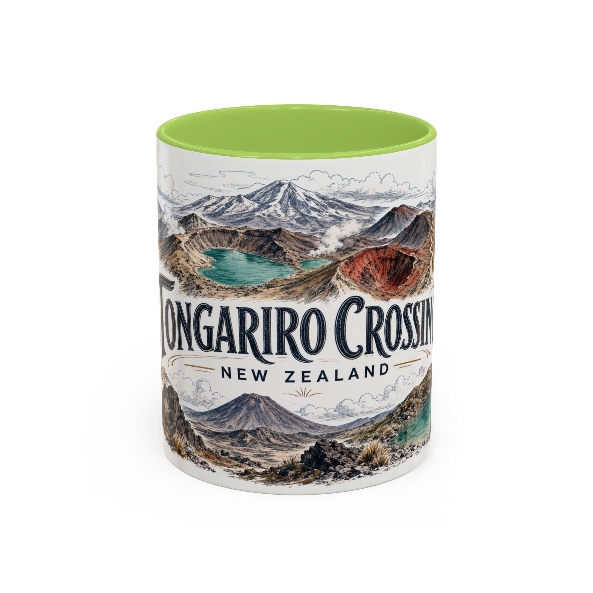 Tongariro Crossing Mug, New Zealand Travel Souvenir, Bucket List Gift, Accent Ceramic Coffee Mug 11oz 15oz