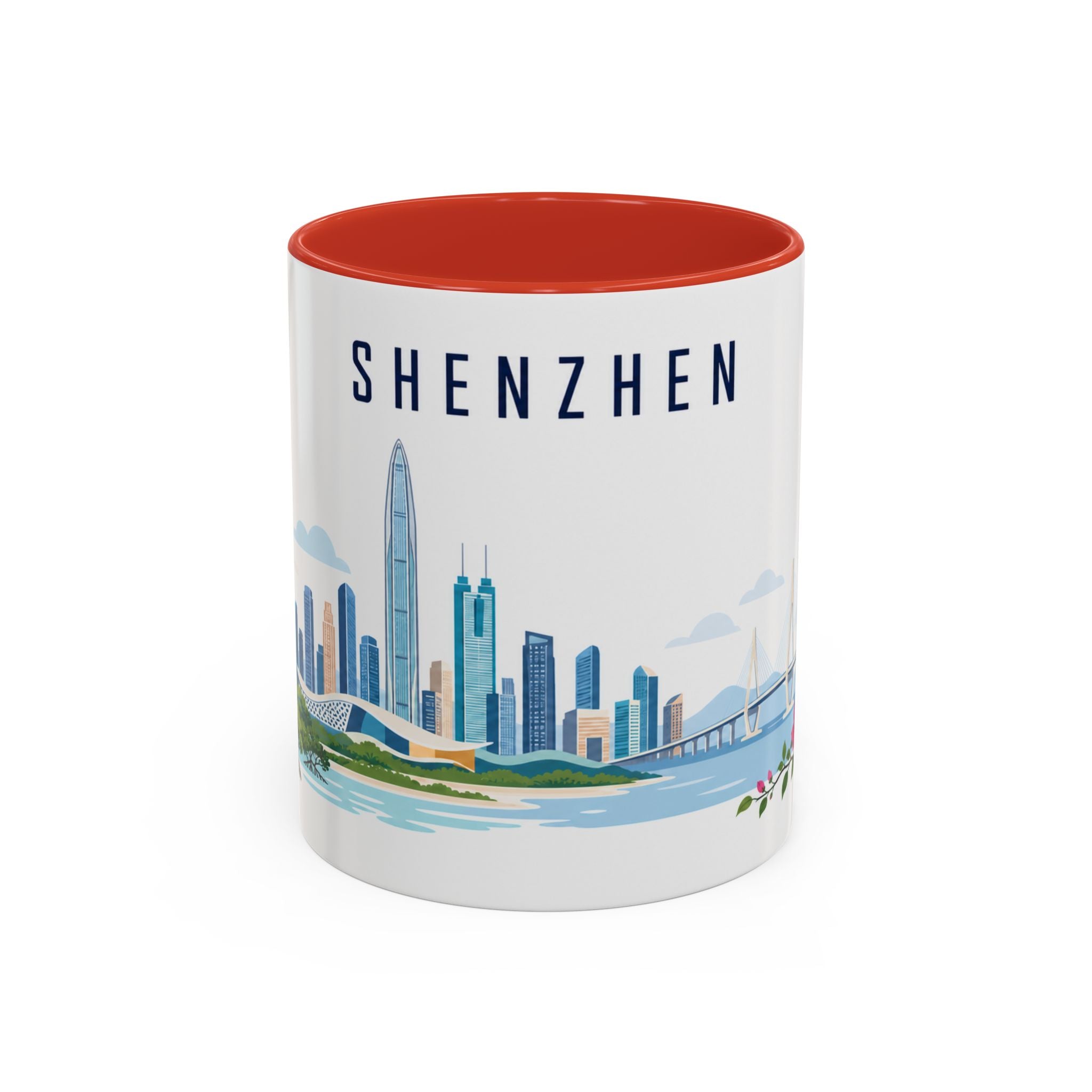 Shenzhen Coffee Mug | China Travel Souvenir | Porcelain Decal City Gift | 11oz 15oz Accent Mug