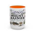 Mount Rainier Coffee Mug | National Park Hiking Washington Gift | Accent Color Ceramic 11oz 15oz