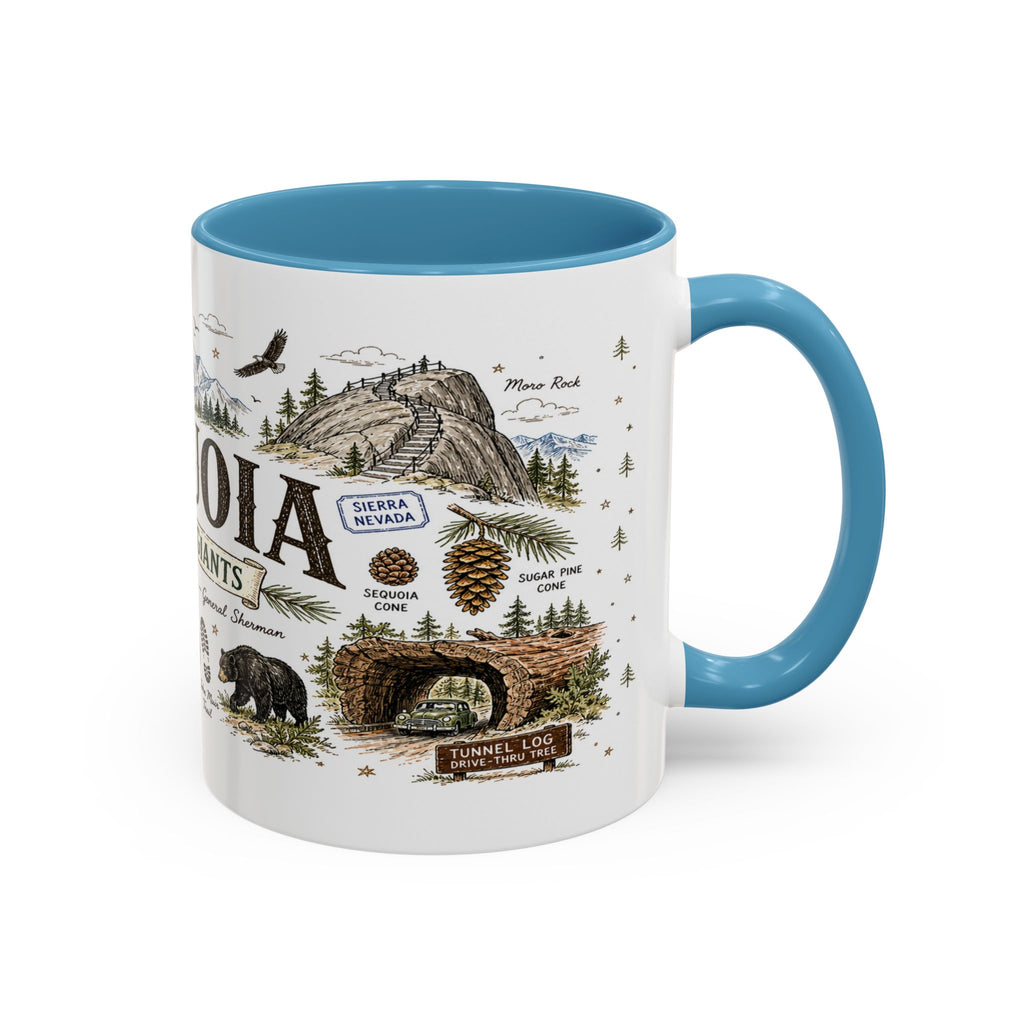 Sequoia Coffee Mug | National Park Hiking California Gift | Accent Color Ceramic 11oz 15oz