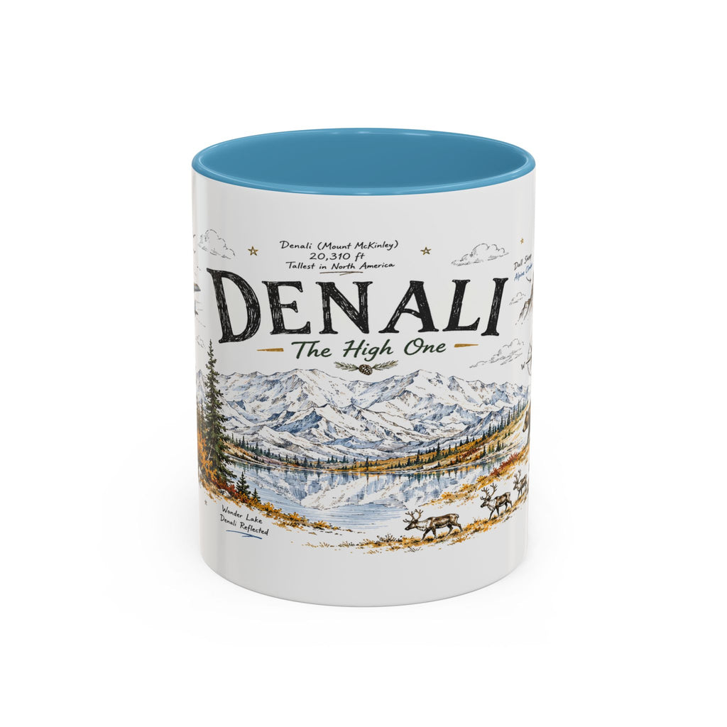 Denali National Park Coffee Mug | Alaska National Park Hiking Gift | Accent Color Ceramic 11oz 15oz