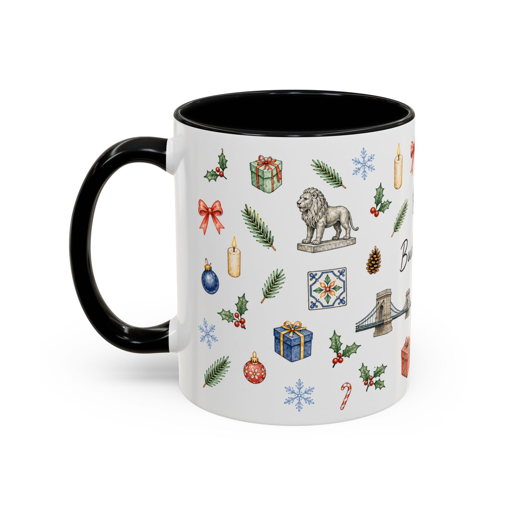 Budapest Christmas Mug | Watercolor City Souvenir | Ceramic Coffee Cup (11oz 15oz)