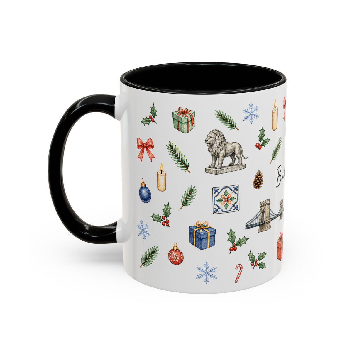 Budapest Christmas Mug | Watercolor City Souvenir | Ceramic Coffee Cup (11oz 15oz)