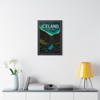 Stuðlagil Canyon Iceland Framed Poster | Vintage Travel Wall Art | Black Walnut White Frame | 16x24 20x30