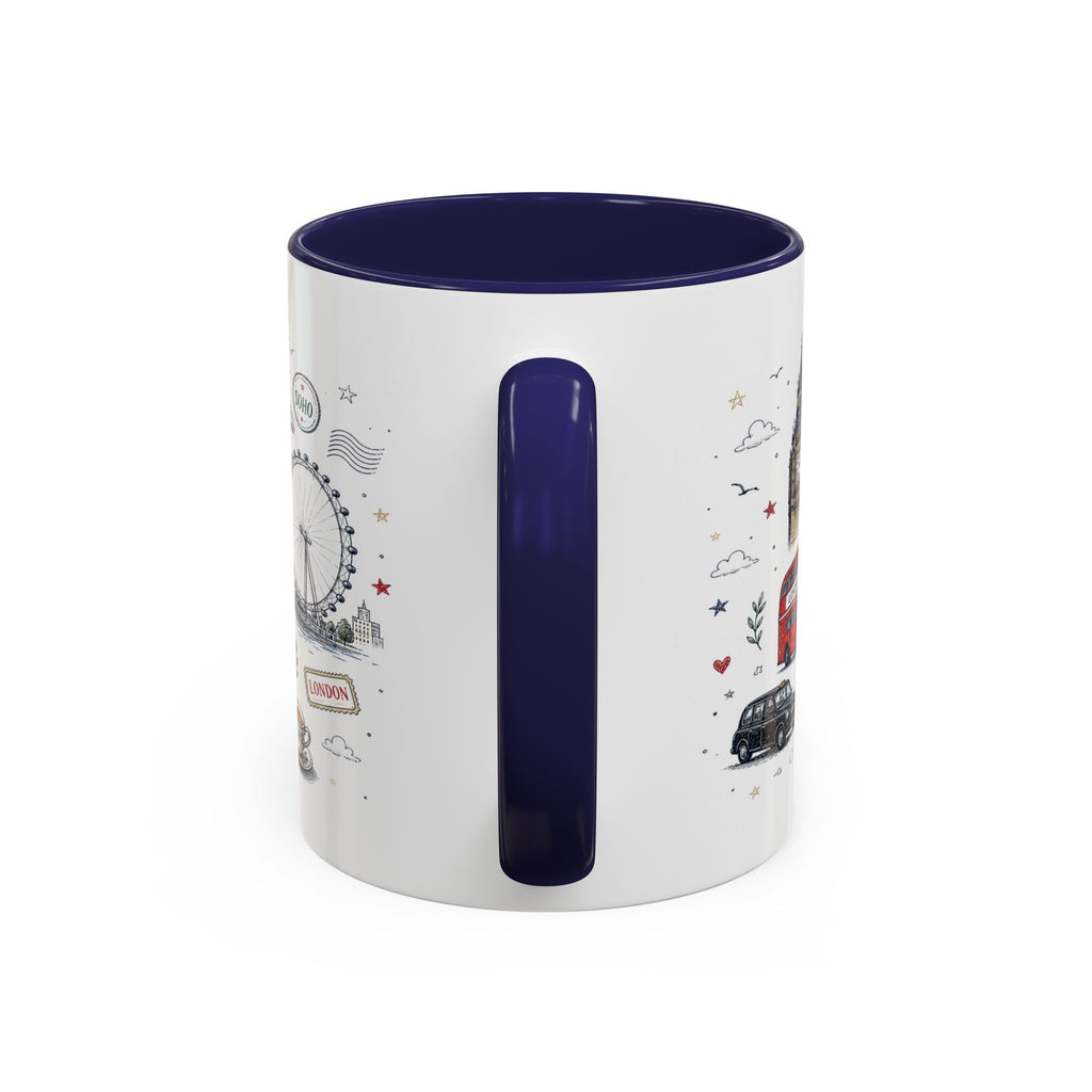 London Coffee Mug | England Souvenir Travel Gift | Accent Color Ceramic 11oz 15oz