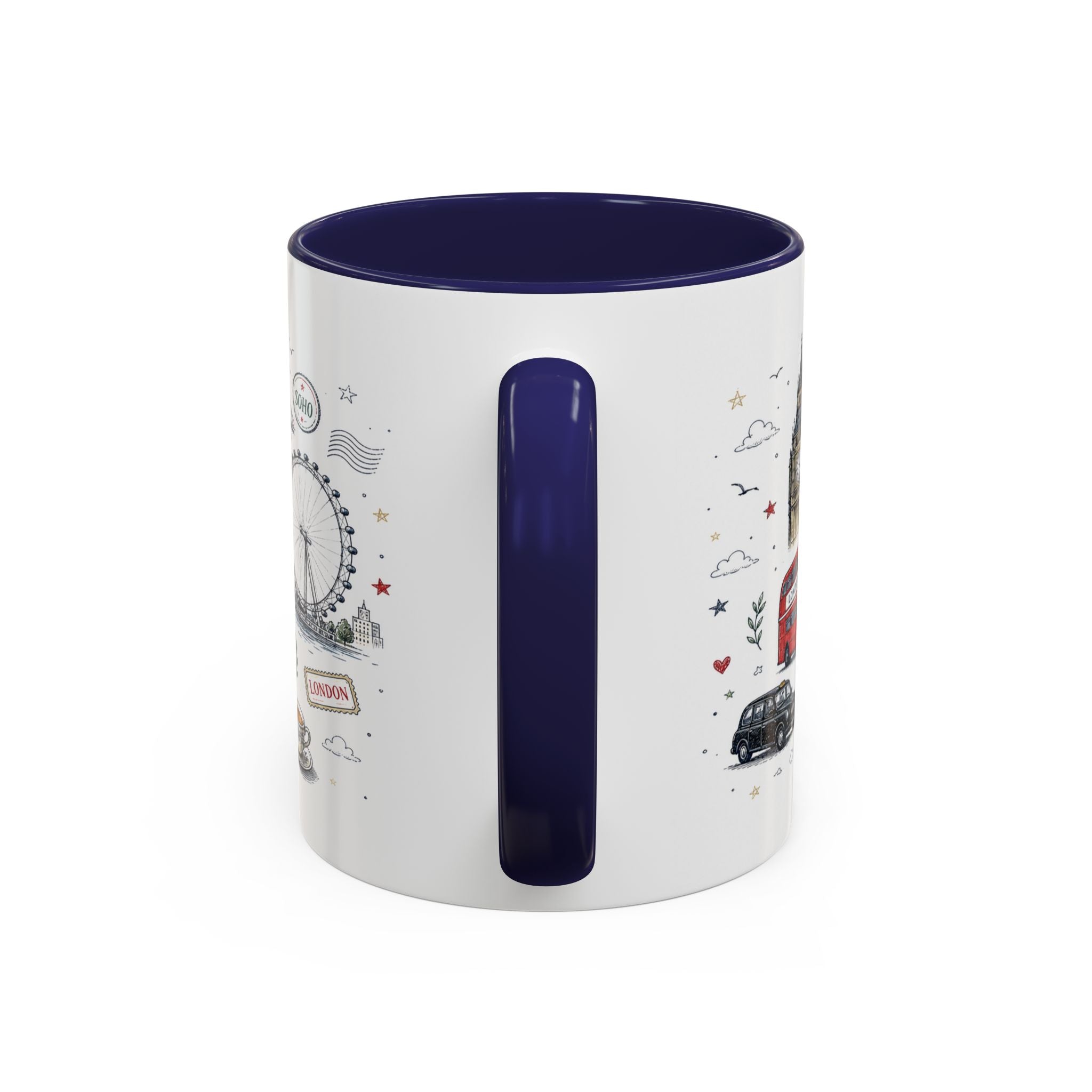London Coffee Mug | England Souvenir Travel Gift | Accent Color Ceramic 11oz 15oz