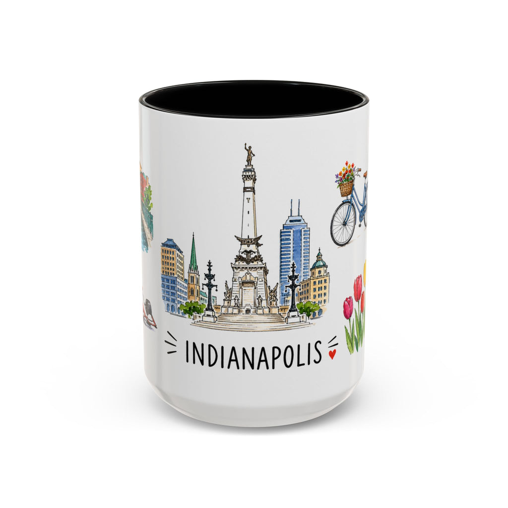 Indianapolis Illustrated Travel Mug | City Souvenir Accent Coffee Mug | 11oz 15oz Ceramic Cup