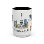 Indianapolis Illustrated Travel Mug | City Souvenir Accent Coffee Mug | 11oz 15oz Ceramic Cup