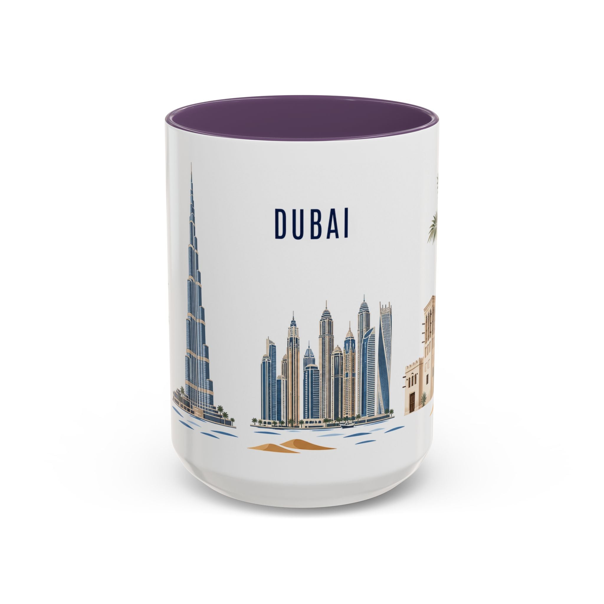 Dubai Coffee Mug | United Arab Emirates Travel Souvenir | Porcelain Decal City Gift | 11oz 15oz Accent Mug