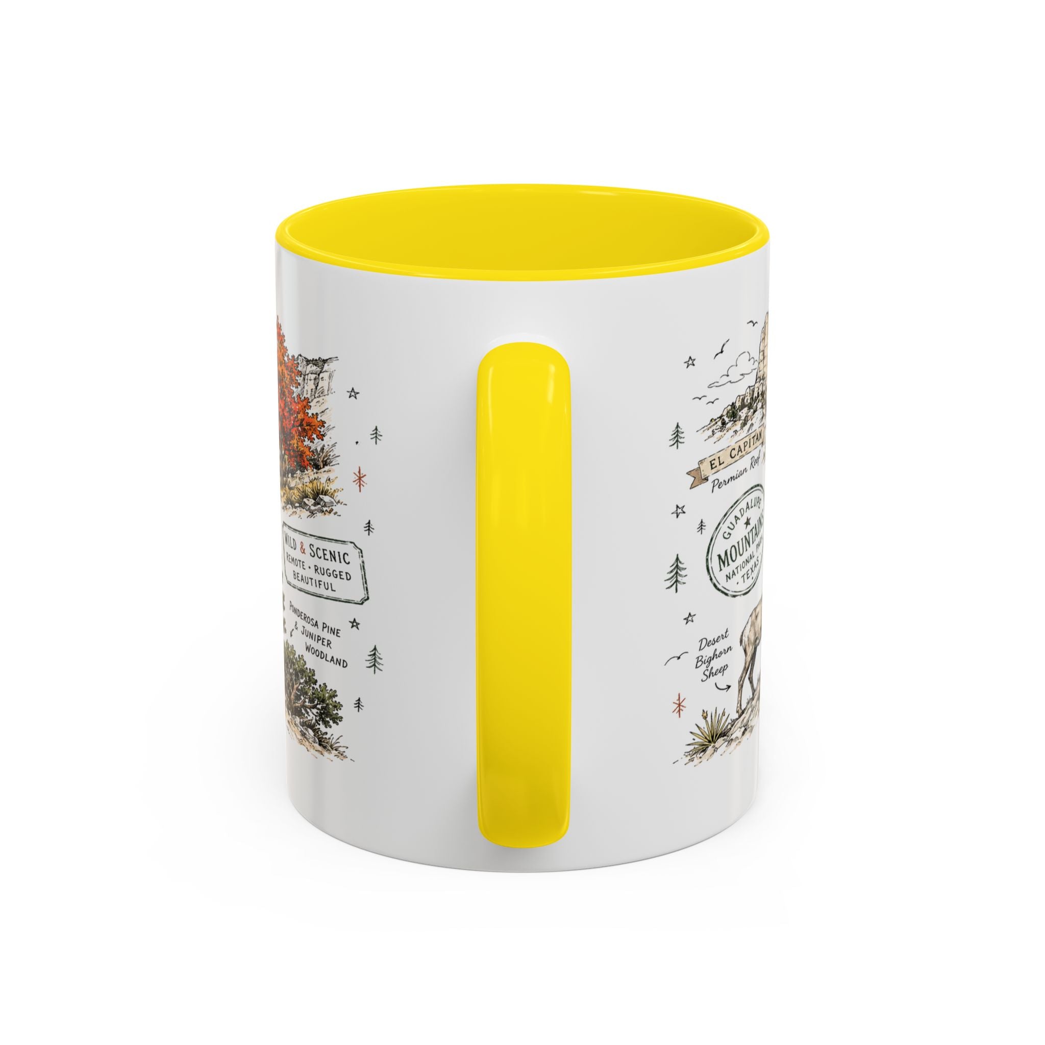 Guadalupe Mountains National Park Coffee Mug | Texas Desert Peaks Hiking Gift | Accent Color Ceramic 11oz 15oz