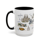 Barcelona Coffee Mug | Spain Souvenir Travel Gift | Accent Color Ceramic 11oz 15oz