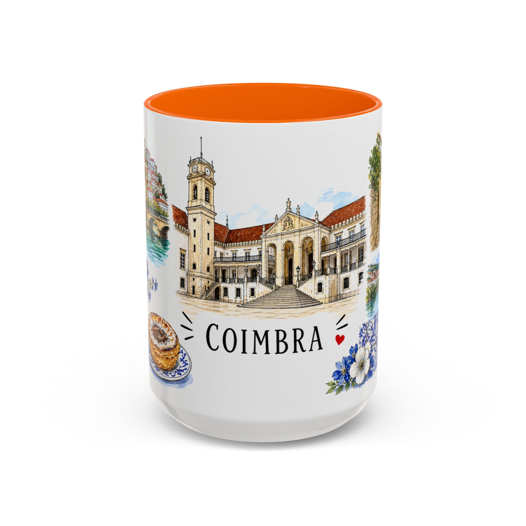 Coimbra Illustrated Travel Mug | City Souvenir Accent Coffee Mug | 11oz 15oz Ceramic Cup