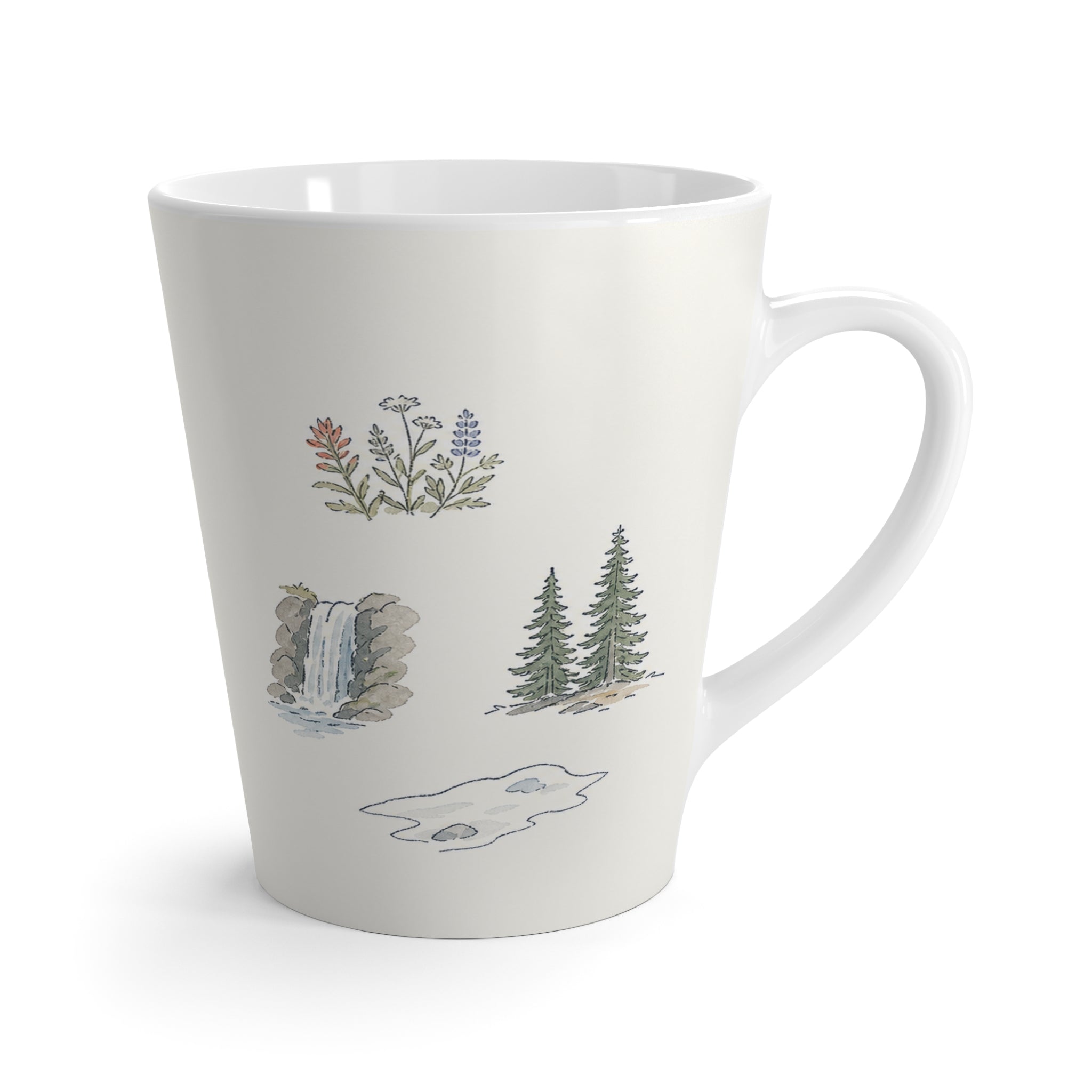 Mount Rainier National Park Latte Mug | Pastel Watercolor Nature Coffee Cup | 12 oz Travel Souvenir Gift