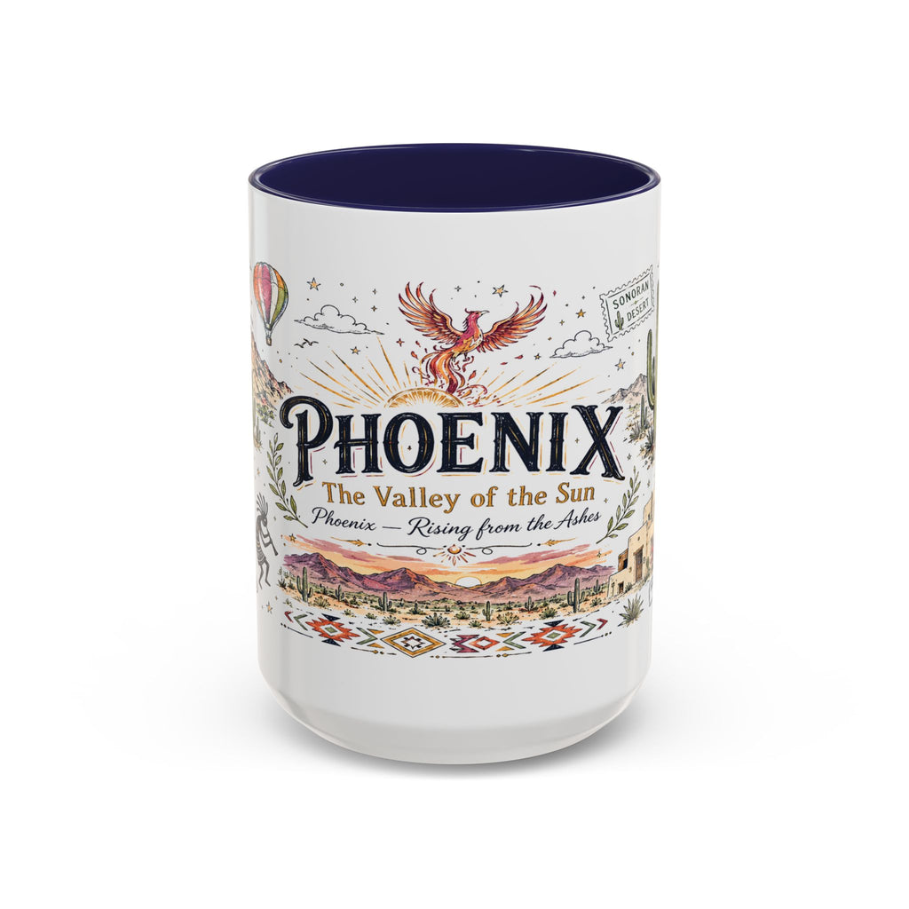 Phoenix Coffee Mug | Arizona Souvenir City Gift | Accent Color Ceramic 11oz 15oz