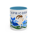 Capricorn Zodiac Coffee Mug | Sea Goat and Floral Design | Astrology Birthday Gift | 11 oz 15 oz Ceramic Accent Mug
