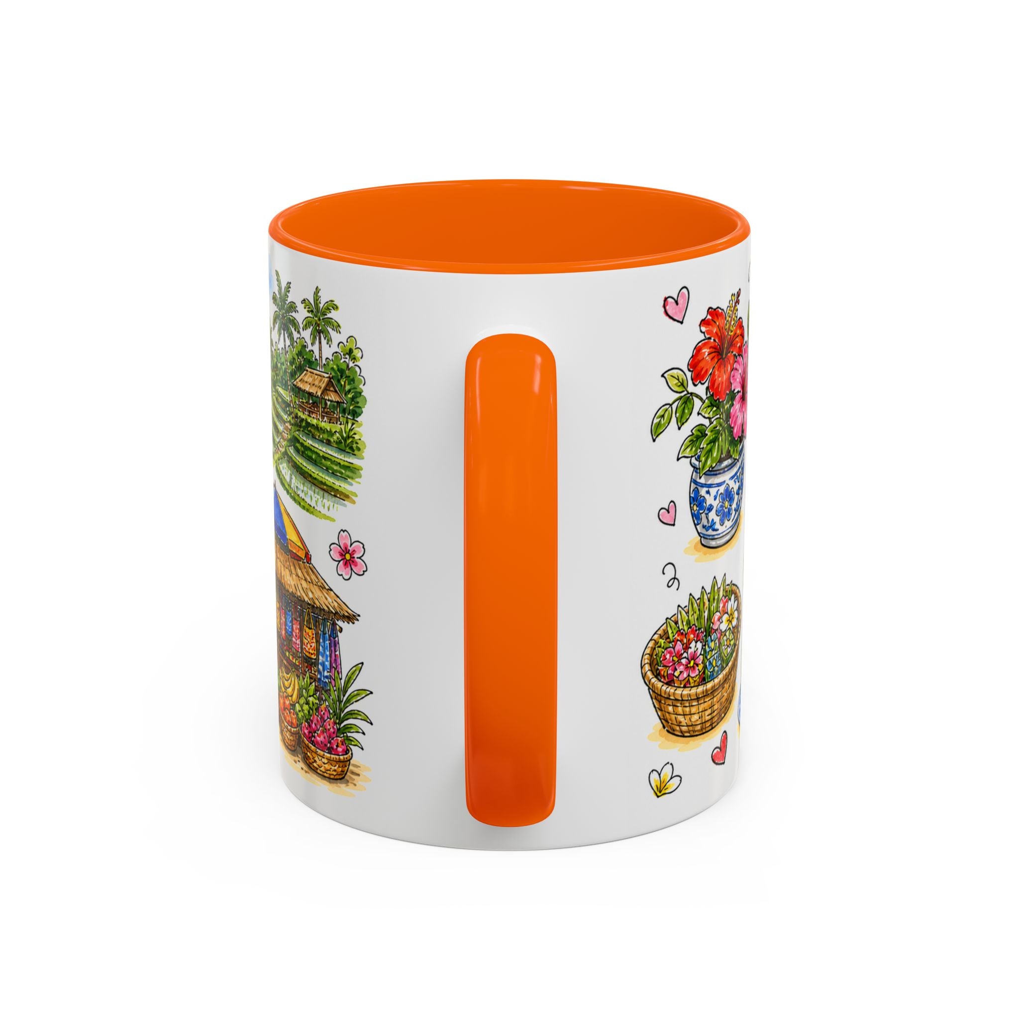 Ubud Illustrated Travel Mug | City Souvenir Accent Coffee Mug | 11oz 15oz Ceramic Cup