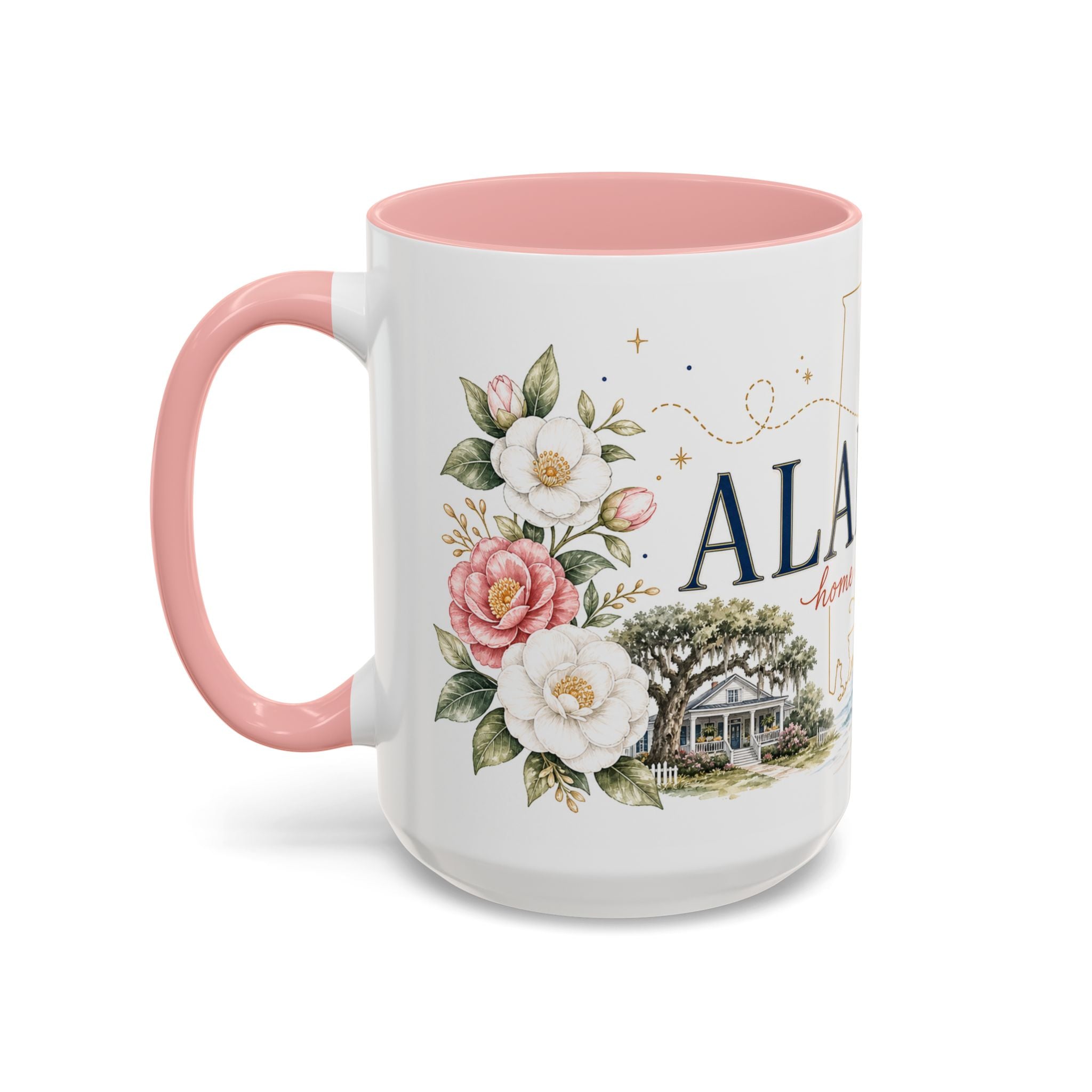 Alabama State Map Mug | Coastal Scenery, Botanical Accents, Homesick Gift