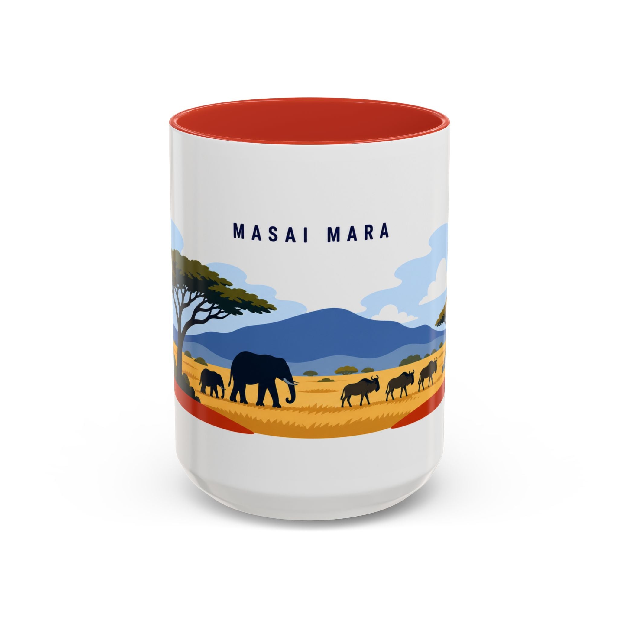 Masai Mara Coffee Mug | Travel Destination Souvenir Gift | Accent Color Ceramic 11oz 15oz