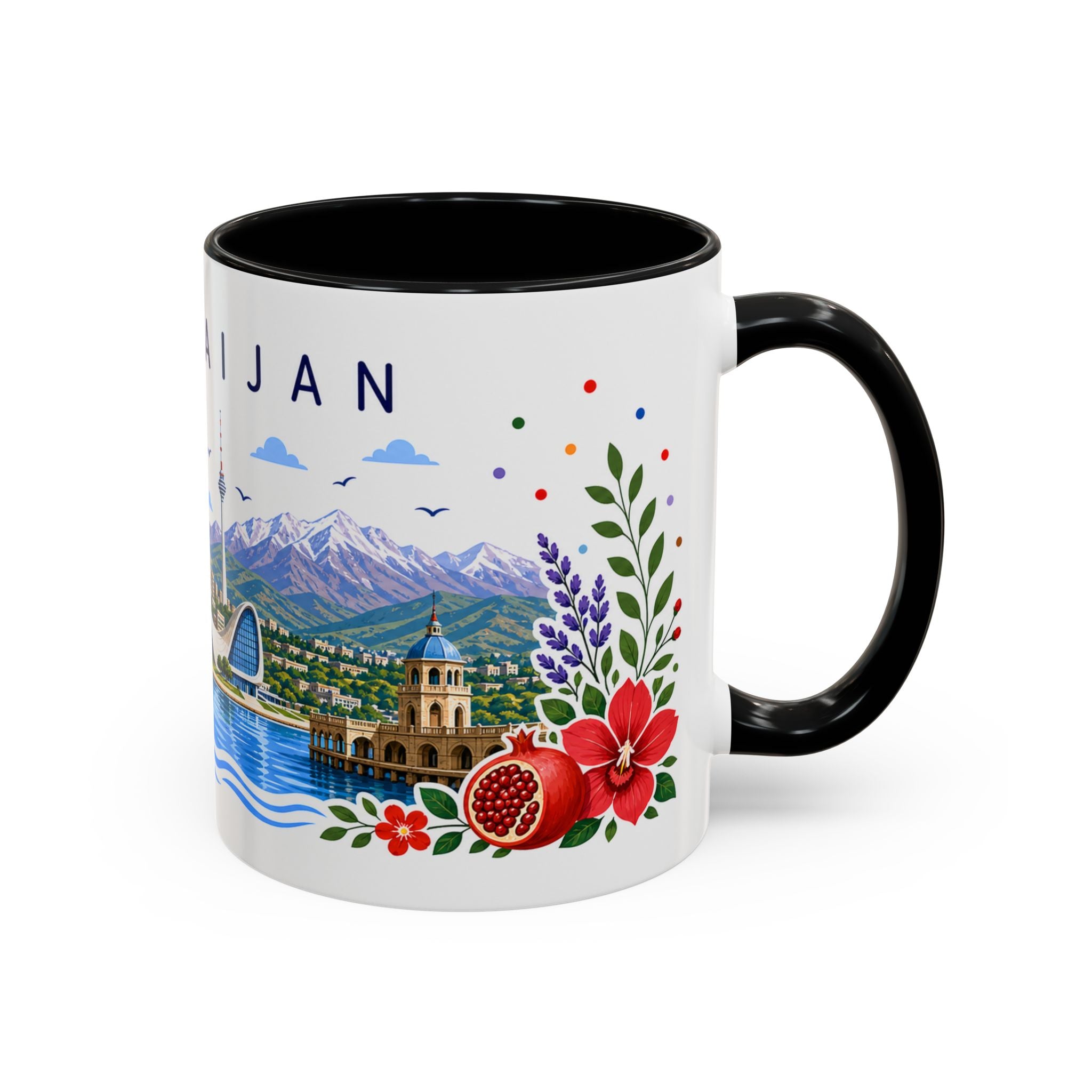 Azerbaijan Coffee Mug | Travel Souvenir Accent Mug | Place Gift Ceramic Cup 11oz 15oz