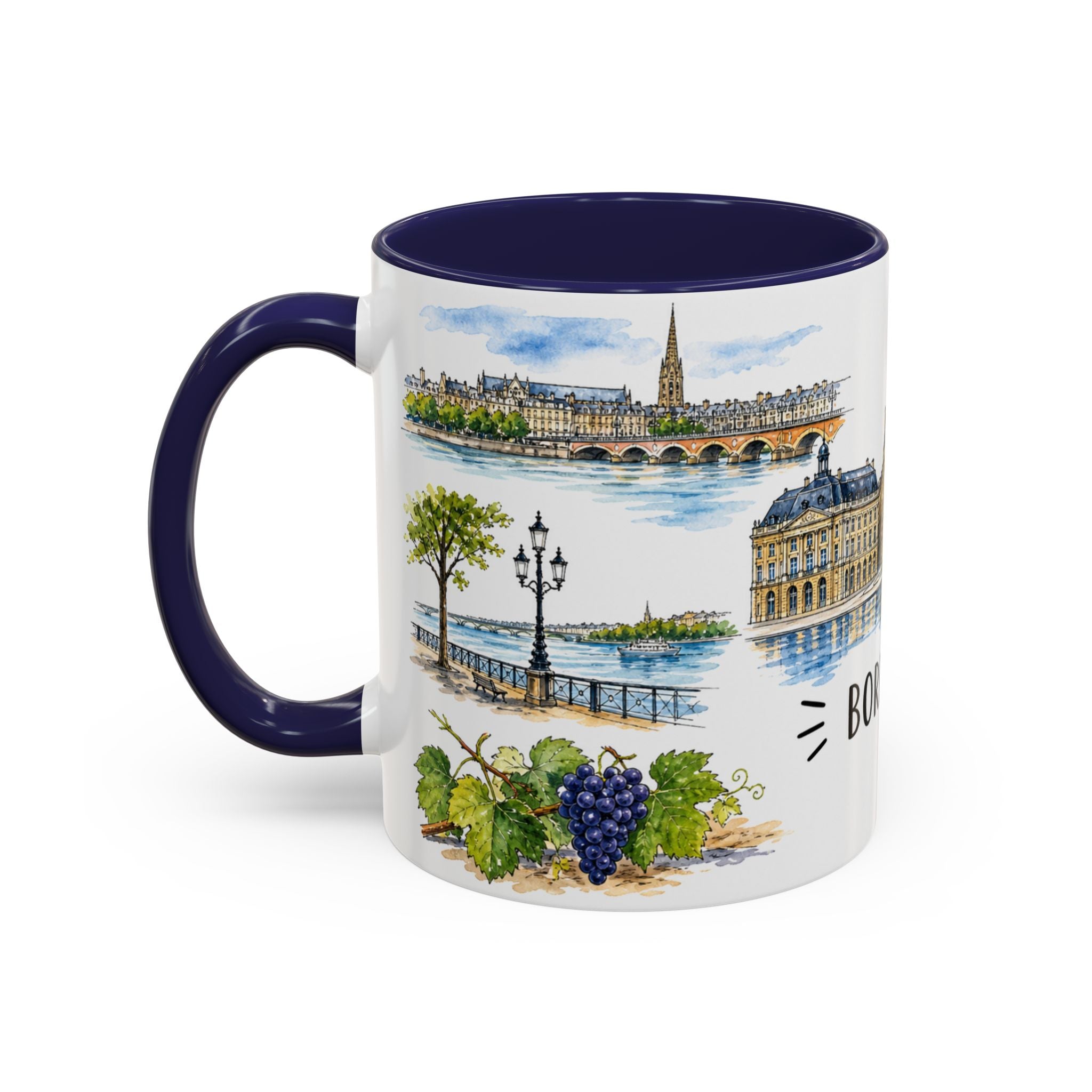 Bordeaux Illustrated Travel Mug | City Souvenir Accent Coffee Mug | 11oz 15oz Ceramic Cup