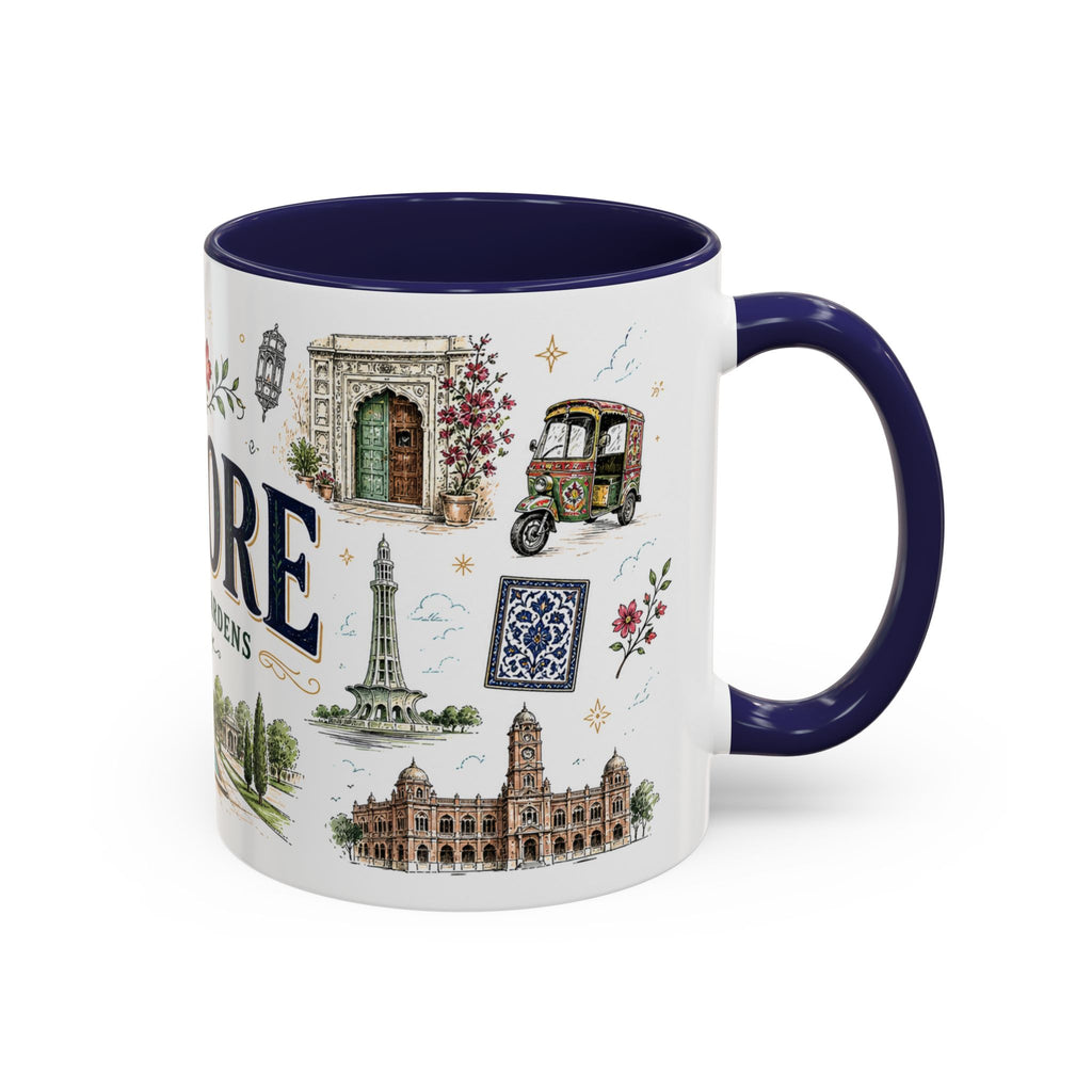 Lahore Coffee Mug | Pakistan Souvenir Travel Gift | Accent Color Ceramic 11oz 15oz