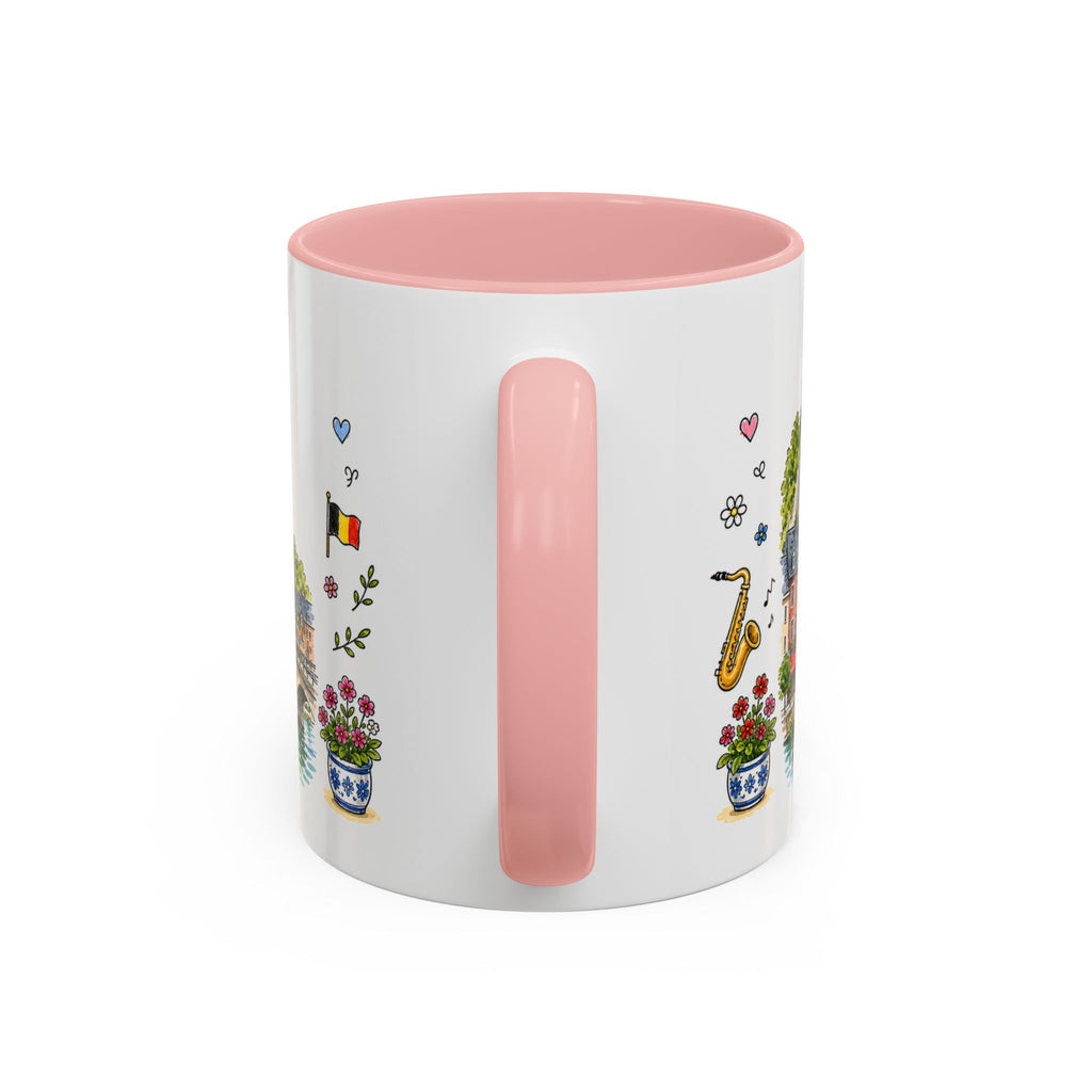 Dinant Illustrated Travel Mug | Belgium Souvenir Accent Coffee Mug | 11oz 15oz Ceramic Cup