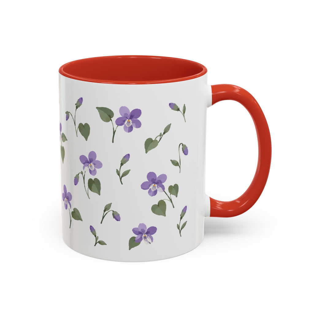 Rhode Island Violet Mug, State Flower Floral Coffee Cup, 11oz Botanical Gift