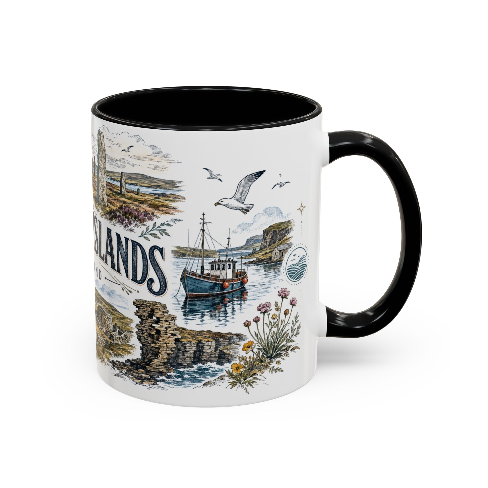Orkney Islands Mug, Scotland Travel Souvenir, Bucket List Gift, Accent Ceramic Coffee Mug 11oz 15oz