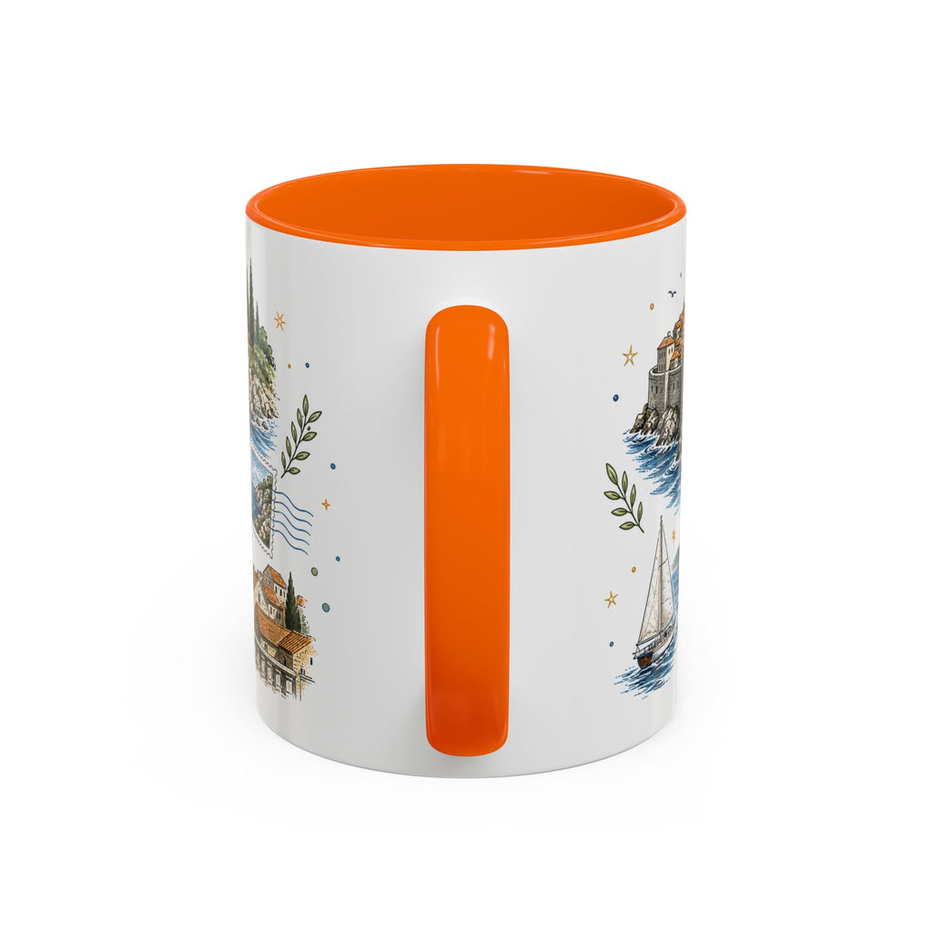 Dubrovnik Coast Coffee Mug | Travel Destination Souvenir Gift | Accent Color Ceramic 11oz 15oz