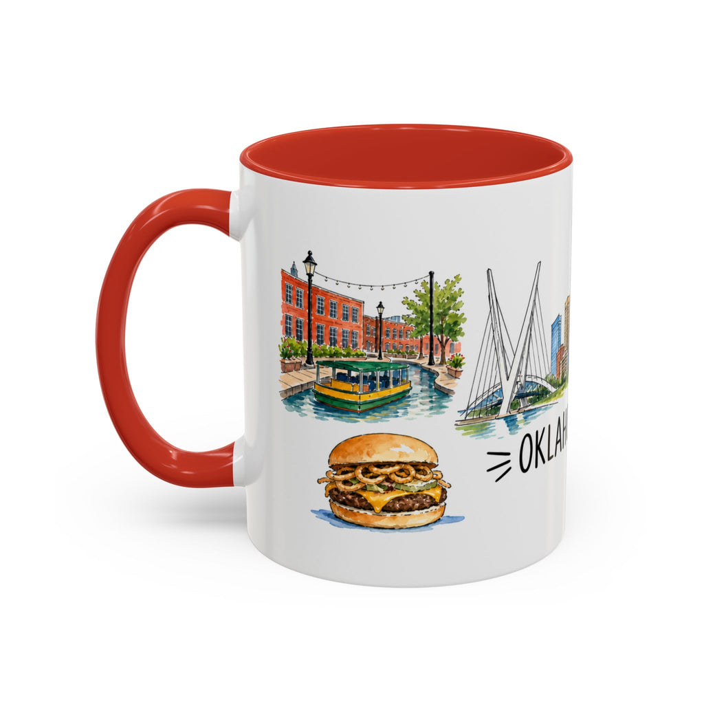 Oklahoma City Illustrated Travel Mug | City Souvenir Accent Coffee Mug | 11oz 15oz Ceramic Cup