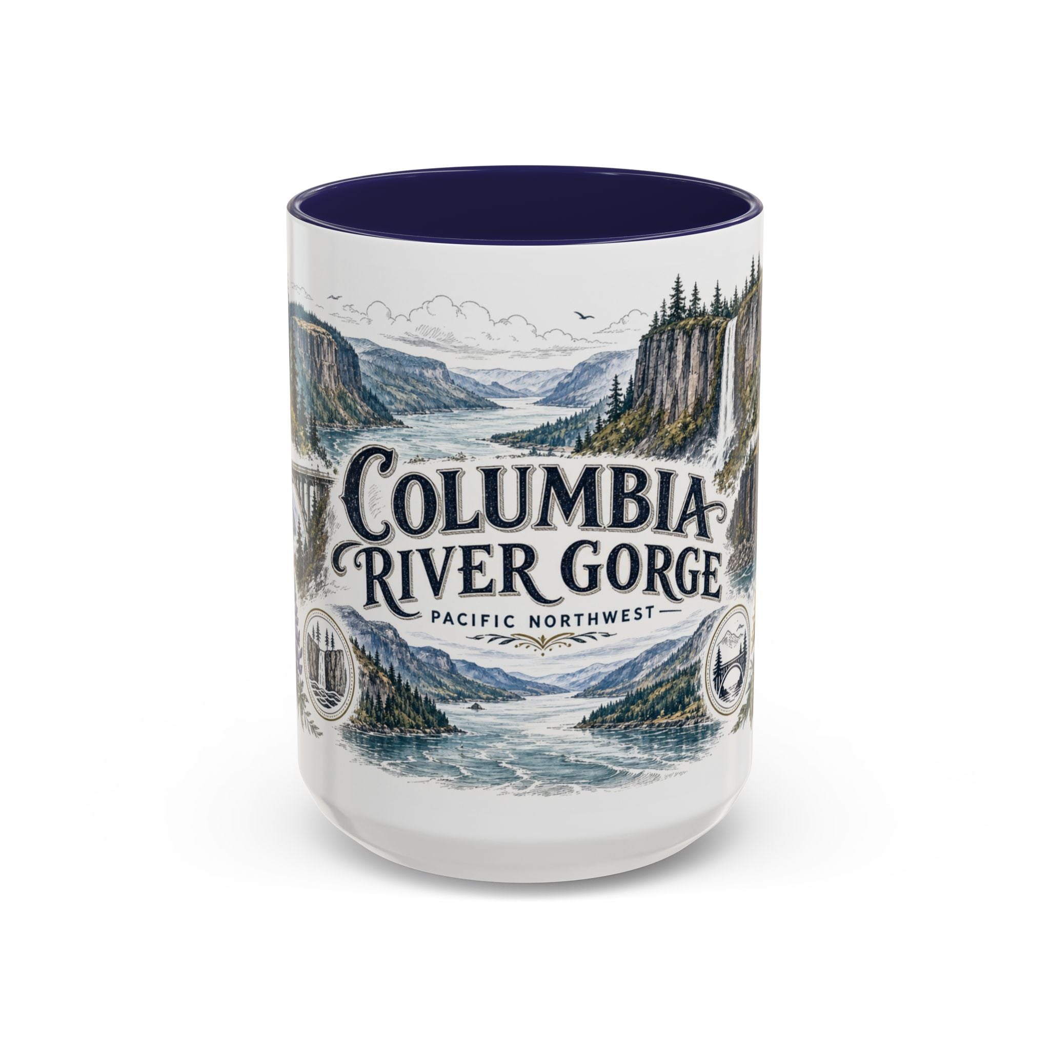 Columbia River Gorge Mug, Pacific Northwest Travel Souvenir, Bucket List Gift, Accent Ceramic Coffee Mug 11oz 15oz