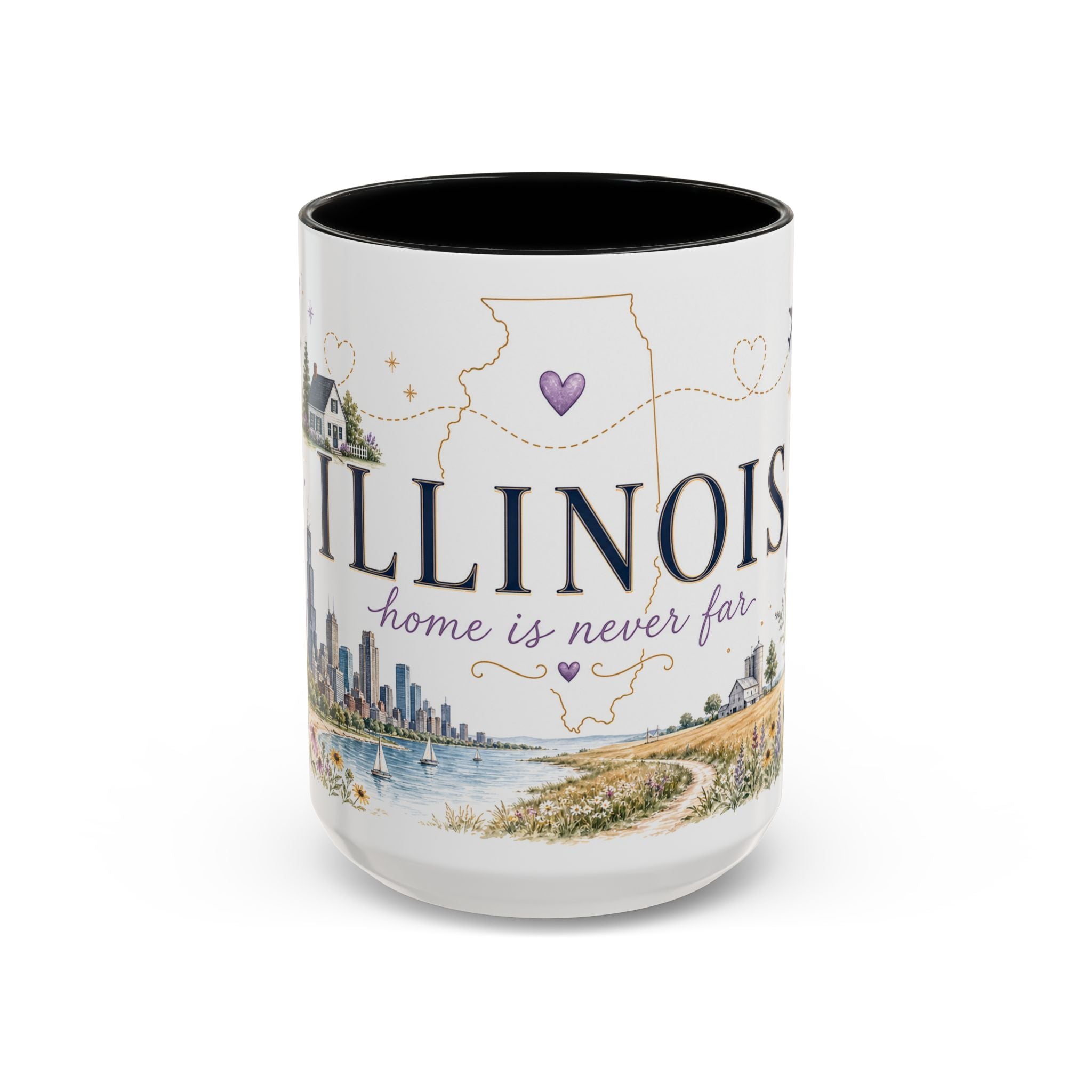 Illinois State Map Mug | Botanical Travel Sketch, Moving Away Gift (11oz 15oz)