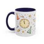 New Year Mug | Midnight Clock Toast Watercolor Celebration Gift | Accent Cup 11oz 15oz