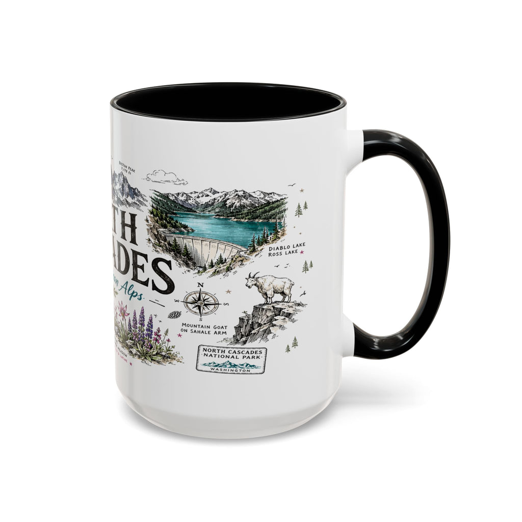 North Cascades National Park Coffee Mug | Washington Alpine Glacier Hiking Gift | Accent Color Ceramic 11oz 15oz