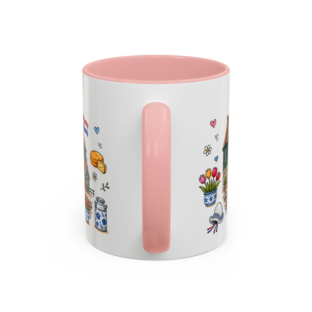 Volendam Illustrated Travel Mug | Netherlands Souvenir Accent Coffee Mug | 11oz 15oz Ceramic Cup