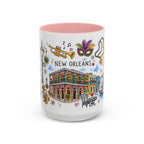 New Orleans Illustrated Travel Mug | City Souvenir Accent Coffee Mug | 11oz 15oz Ceramic Cup