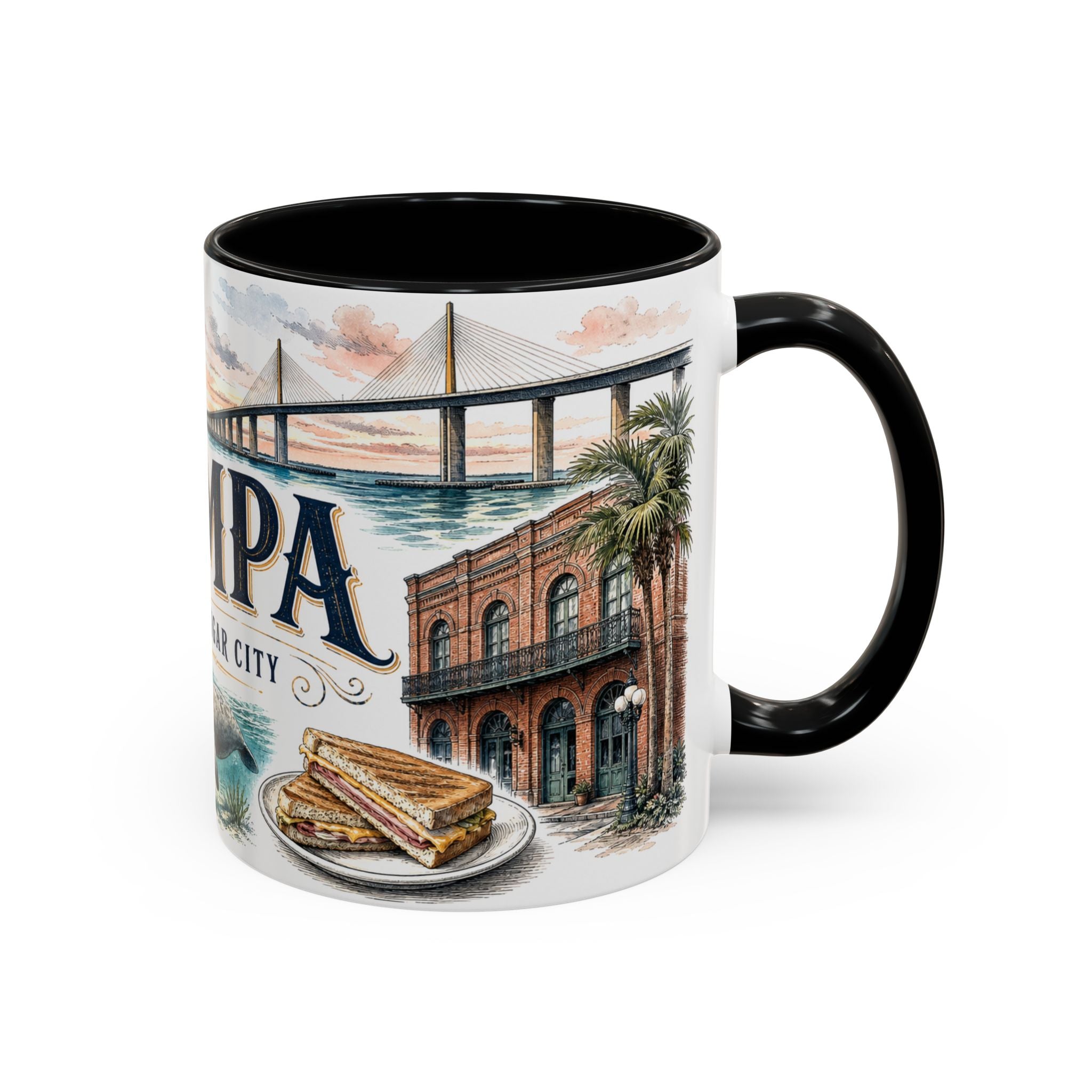 Tampa Coffee Mug | United States Travel Souvenir | Vintage Illustrated City Gift | 11 oz 15 oz Accent Mug
