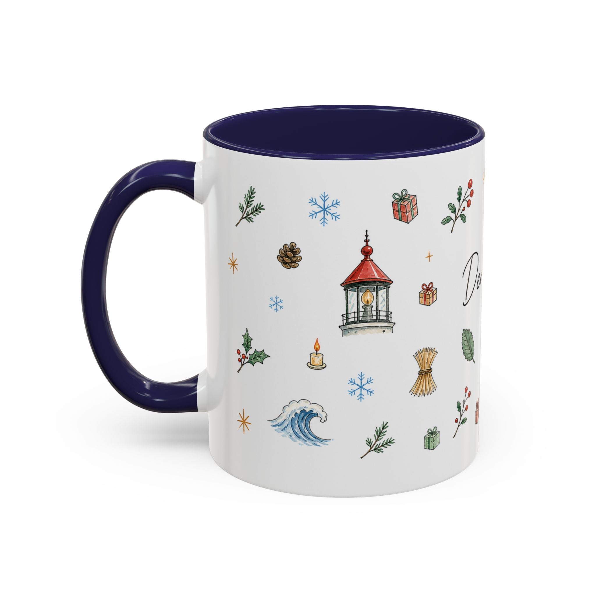 Denmark Christmas Mug | Watercolor Travel Souvenir | Holiday Gift | Accent Ceramic Coffee Cup 11oz 15oz