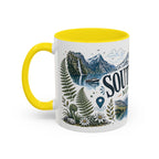 New Zealand South Island Coffee Mug | Travel Destination Souvenir Gift | Accent Color Ceramic 11oz 15oz