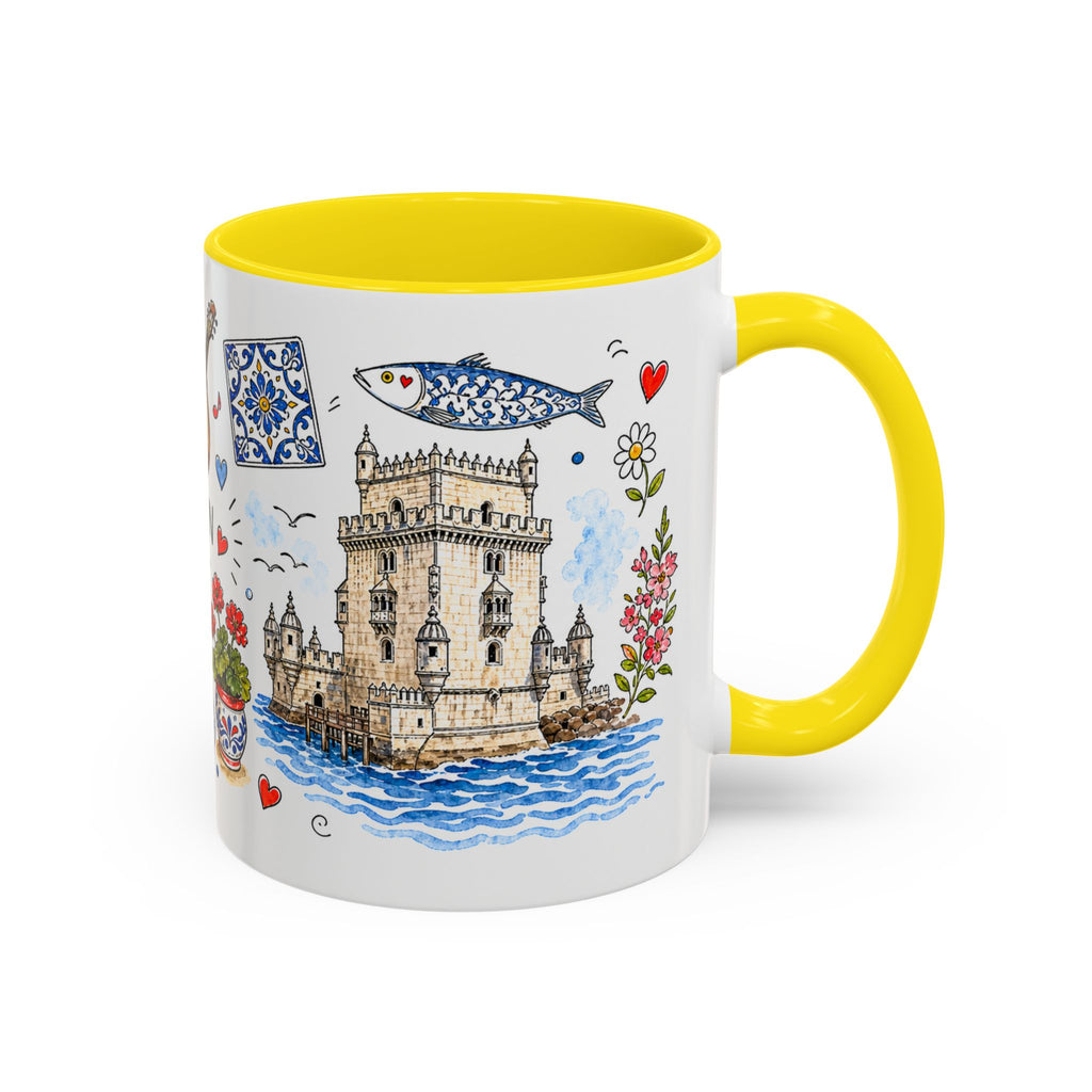 Lisbon Travel Mug | European City Souvenir Accent Coffee Mug | 11oz 15oz Ceramic Cup