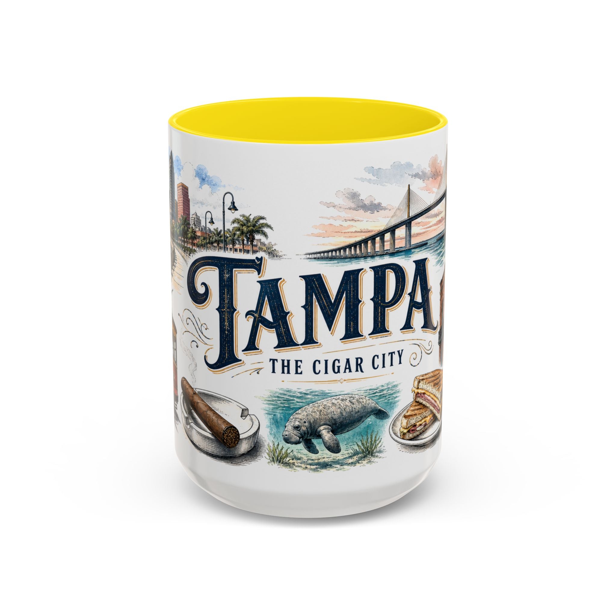 Tampa Coffee Mug | United States Travel Souvenir | Vintage Illustrated City Gift | 11 oz 15 oz Accent Mug