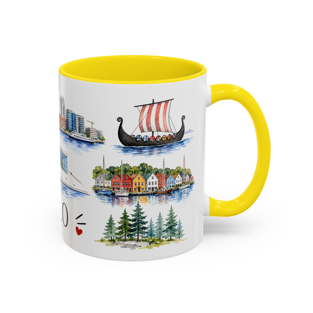 Oslo Illustrated Travel Mug | City Souvenir Accent Coffee Mug | 11oz 15oz Ceramic Cup