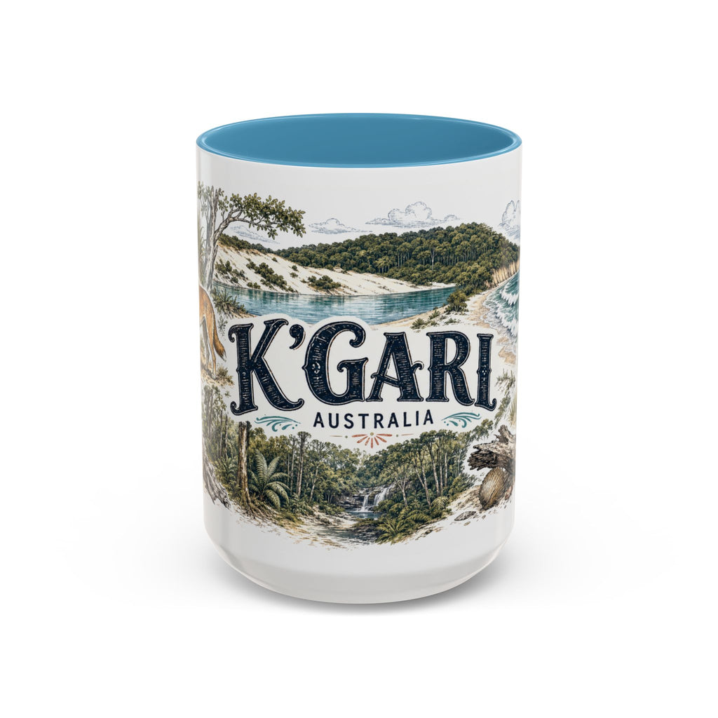 K'gari Mug, Australia Travel Souvenir, Bucket List Gift, Accent Ceramic Coffee Mug 11oz 15oz
