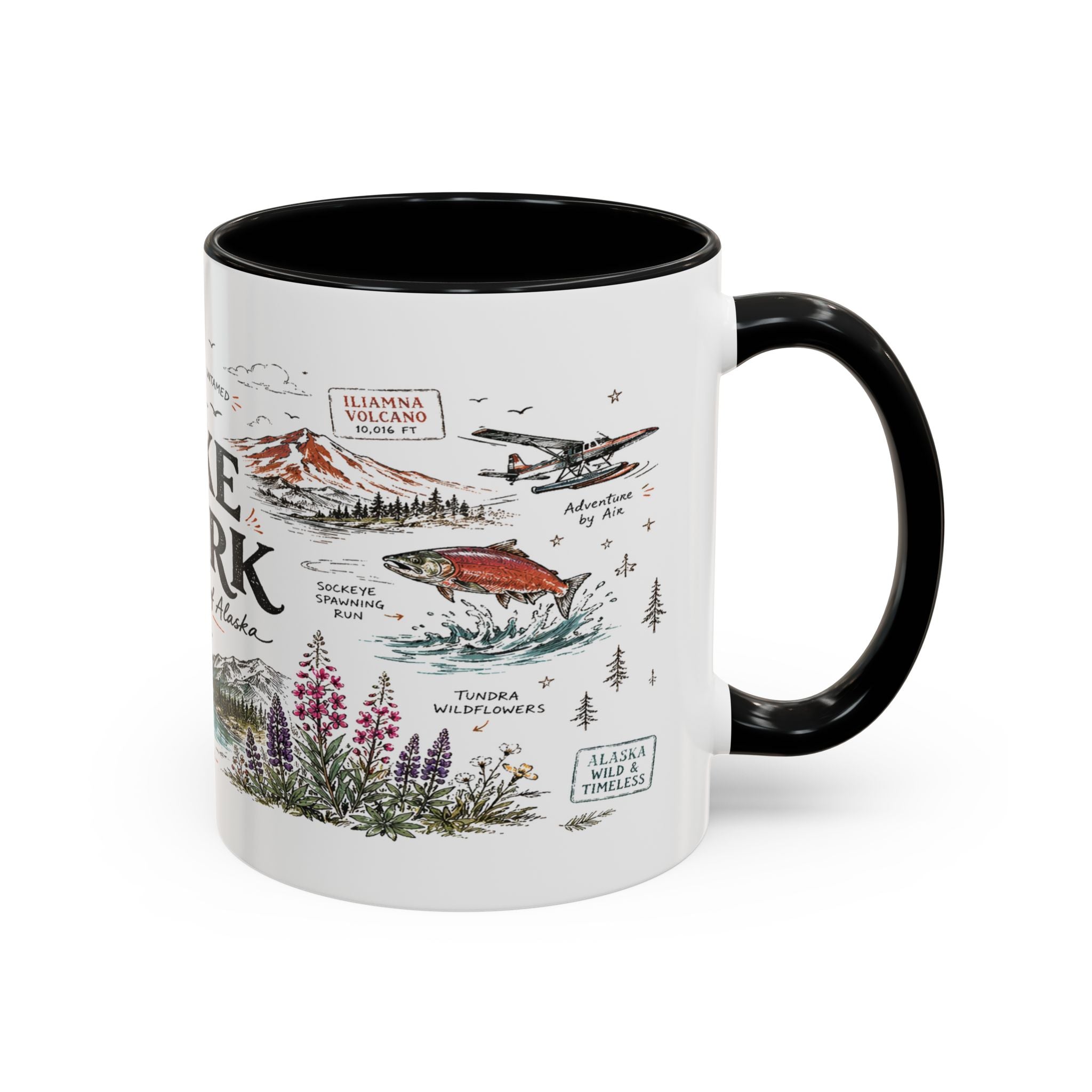 Lake Clark National Park Coffee Mug | Alaska Fly-in Wilderness Adventure Gift | Accent Color Ceramic 11oz 15oz