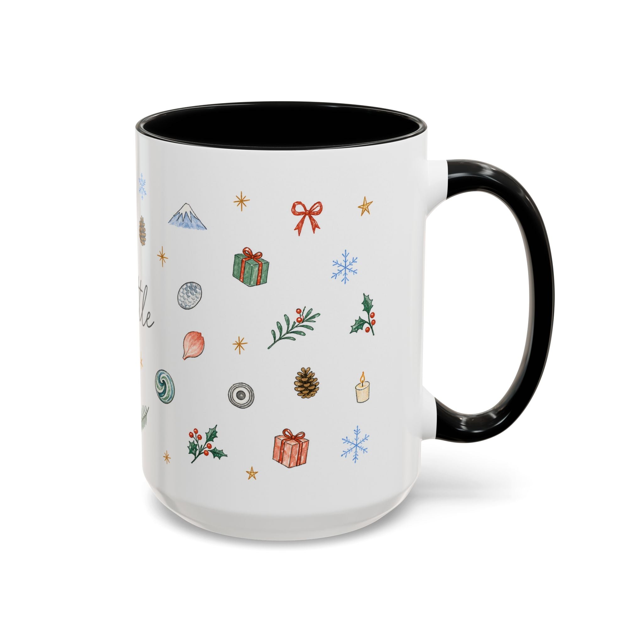Seattle Christmas Mug | Watercolor Travel Souvenir | Holiday Gift | Accent Ceramic Coffee Cup 11oz 15oz