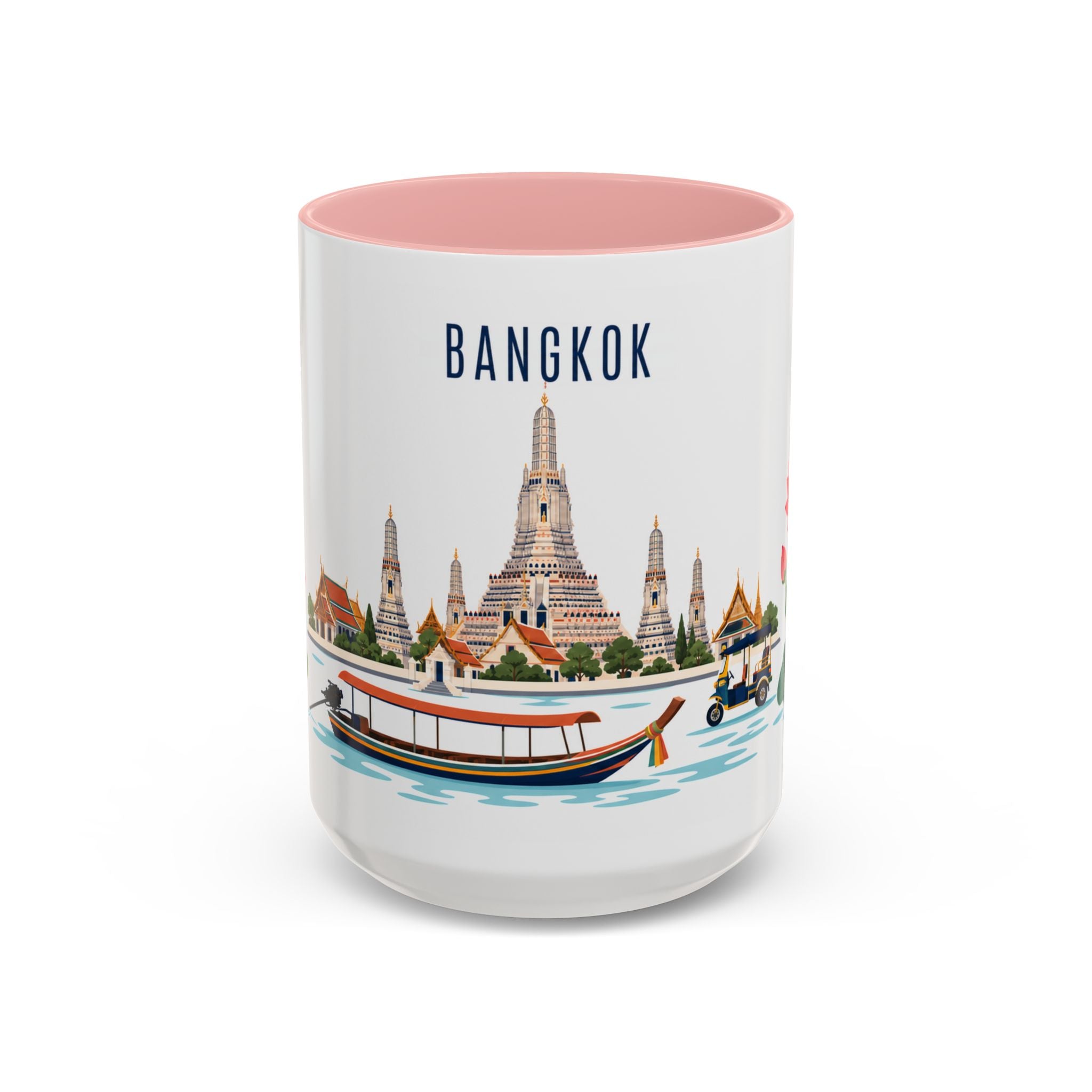 Bangkok Coffee Mug | Thailand Travel Souvenir | Porcelain Decal City Gift | 11oz 15oz Accent Mug