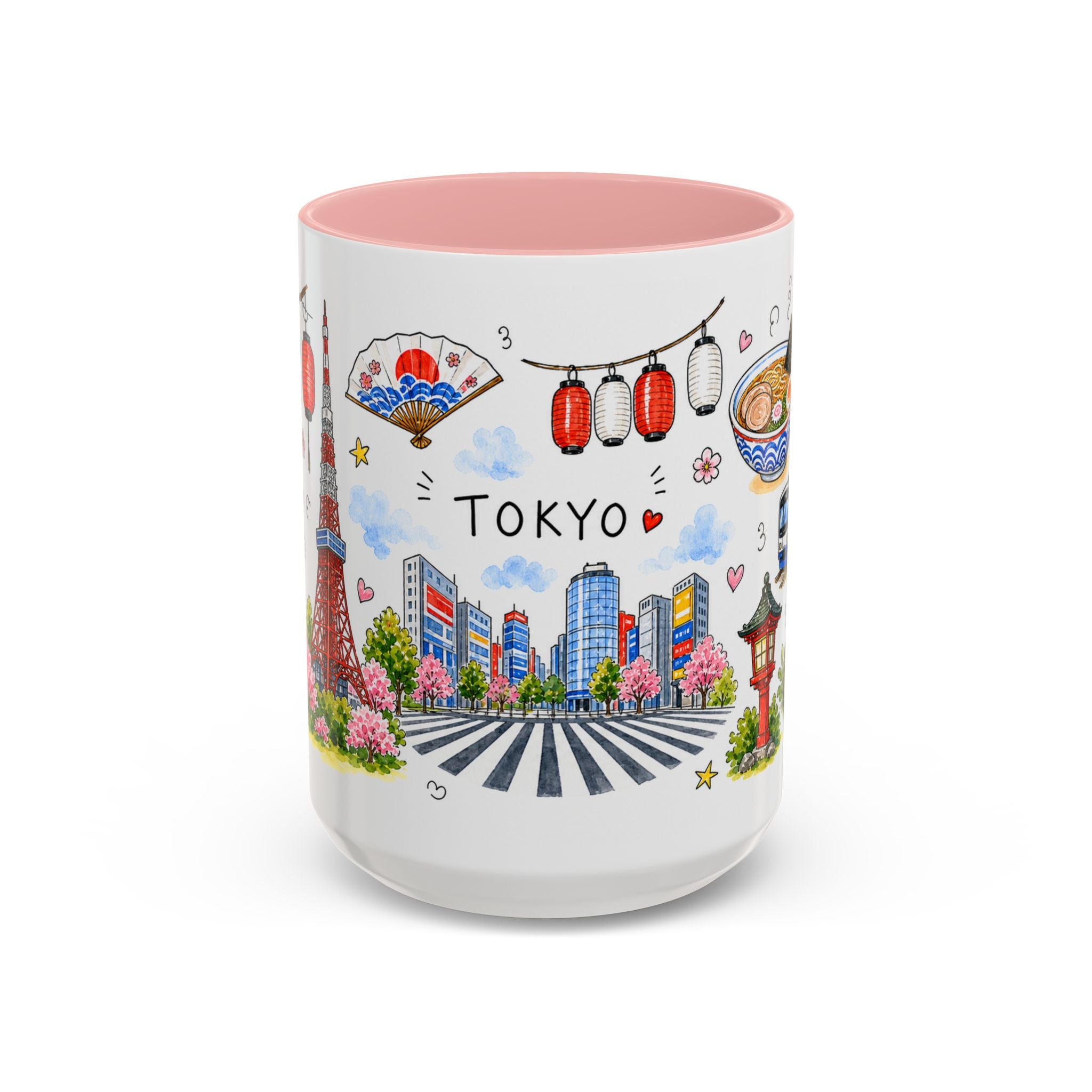 Tokyo Illustrated Travel Mug | City Souvenir Accent Coffee Mug | 11oz 15oz Ceramic Cup